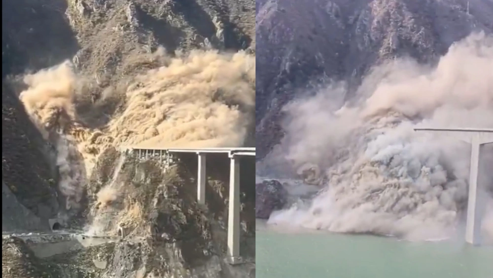 Viral! Baru Diresmikan, Jembatan di Pegunungan China Roboh