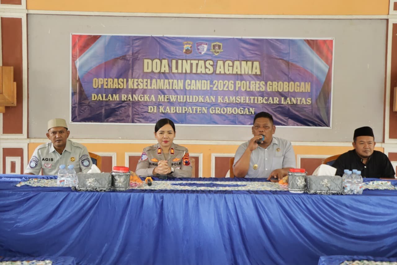 Satlantas Polres Grobogan Bersama Jasa Raharja Gelar Doa Lintas Agama Tekan Angka Kecelakaan