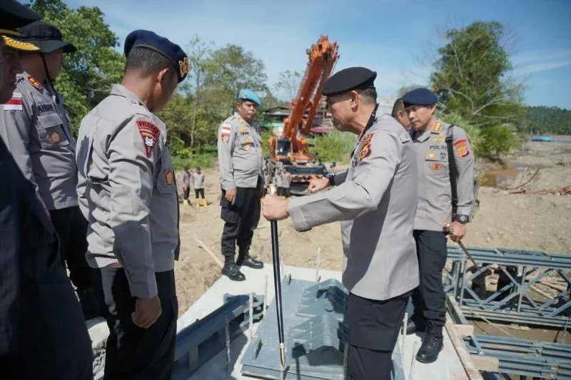Kapolda Aceh Jamin Pembangunan Jembatan Bailey di Aceh Utara Selesai Tepat Waktu