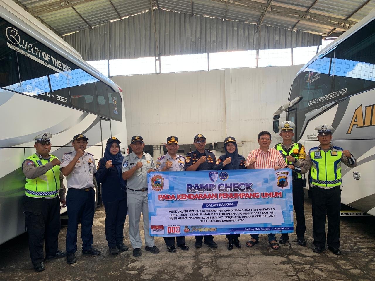 Wujudkan Angkutan Umum Berkeselamatan, Tim FKLL Karanganyar Gelar Rampcheck Gabungan