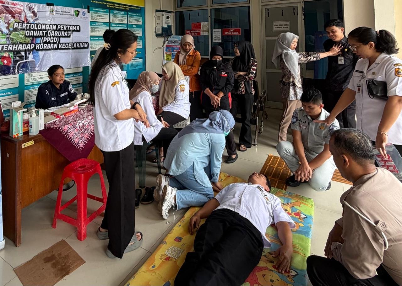 Jasa Raharja Boyolali Laksanakan Sosialisasi Pertolongan Pertama Gawat Darurat (PPGD) kepada Wajib Pajak di Kantor Samsat Boyolali